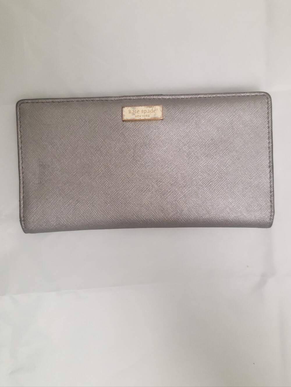 kate spade Metallic Silver Saffiano Long Wallet